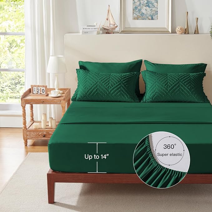 Zzlpp Twin Comforter Set 5 pieces, Emerald Green Tufted Bed in a Bag - Image 7