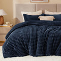 BEDELITE Fleece Full Comforter Set -Super Soft & Warm Fluffy Navy Blue Bedding by BEDELITE