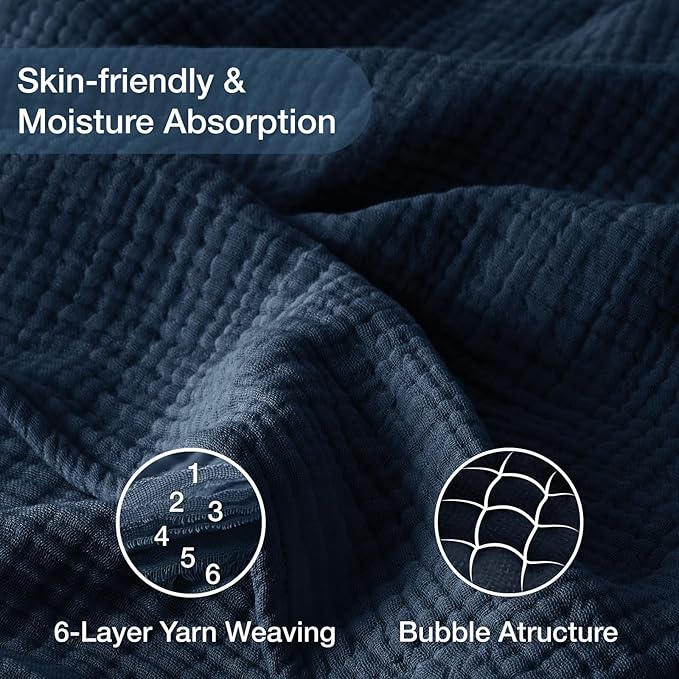 100% Cotton Muslin Blanket King 108" x 90", 6 Layers Breathable and Lightweight - Image 6