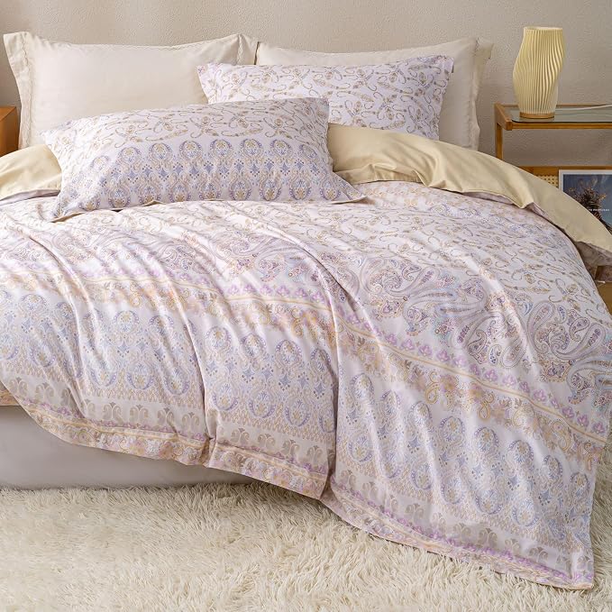 OAITE Duvet Cover Set Queen Size Floral Pattern Ultra Soft 100% Cotton Duvet - Image 2