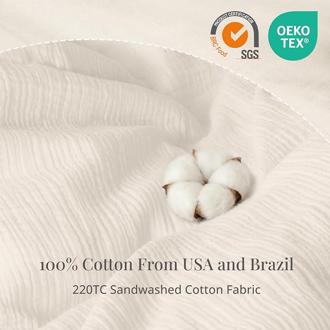Ivory White Duvet Cover King, 100% Sandwashed Cotton Soft King Size Duvet Cover - Image 3