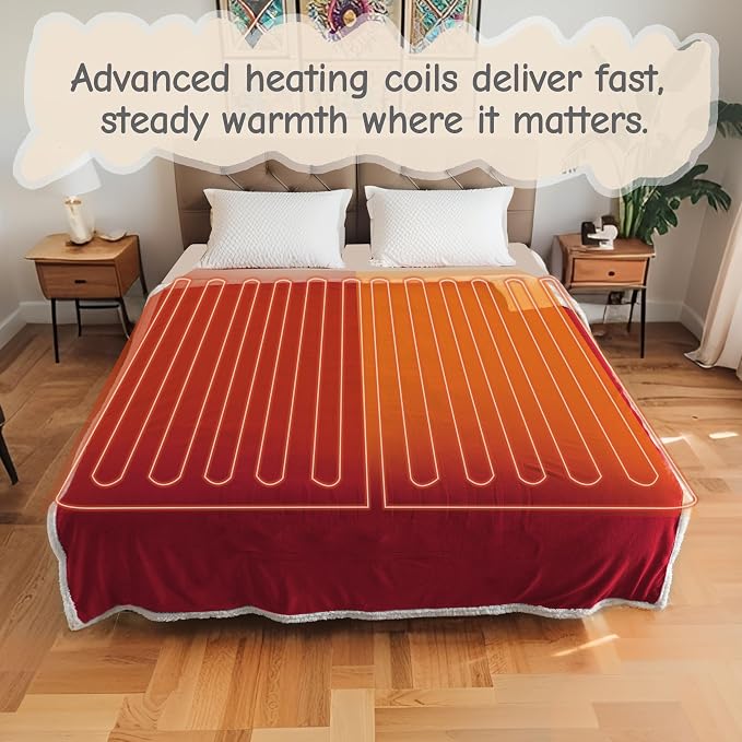 Electric Heated Blanket Throw Size 50"x60", Soft Flannel - Image 4