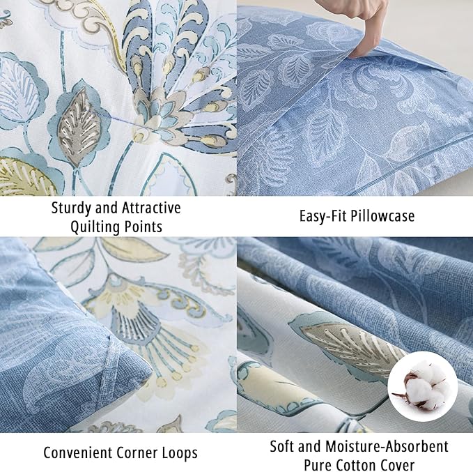LEMIROE Vintage Botanical Cotton Comforter King Size 3PC - Image 5