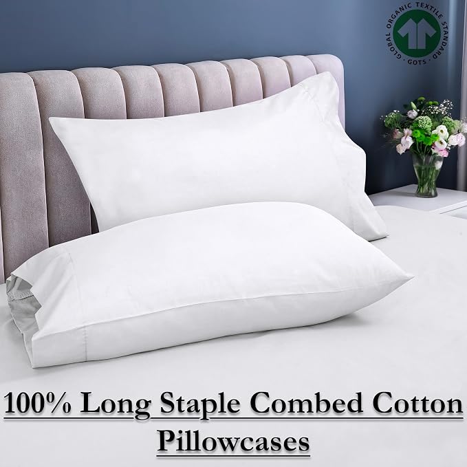 Royale Linens White Cotton Pillow Cases Standard Size Set of 12 - Image 5
