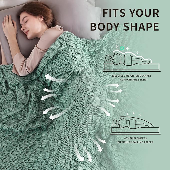 Knitted Weighted Blanket for Adult, No Beads Heavy Blanket 60” x 80'' 20lbs - Image 3