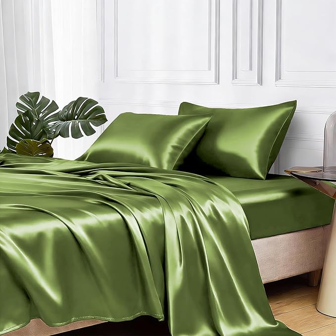 MR&HM Satin Bed Sheets, King Size Sheets Set by MRHM