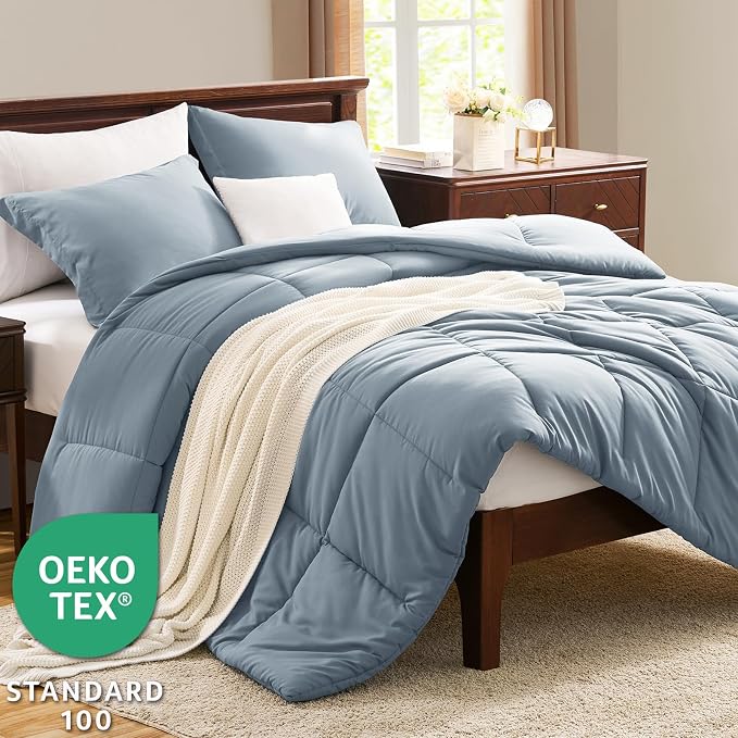 CozyLux Twin/Twin XL Comforter Set Grayish Blue - Image 3