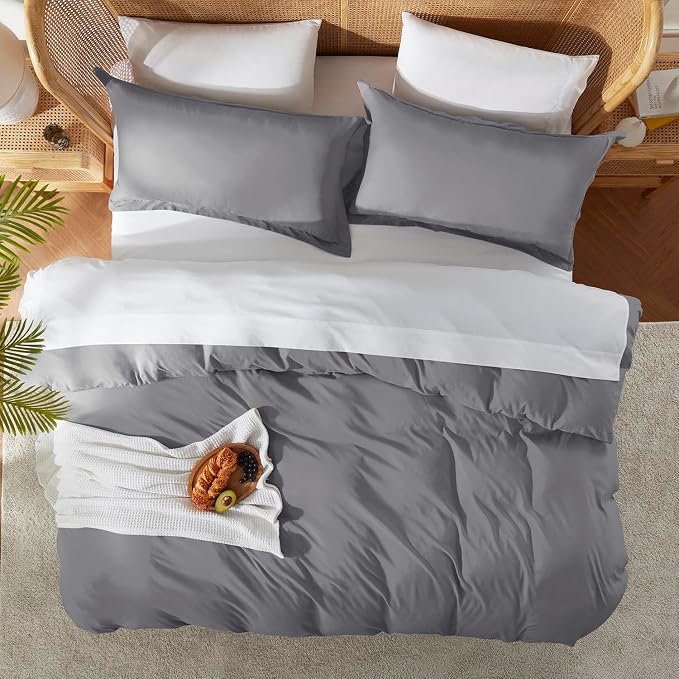 Nestl Grey California King Duvet Cover Sets - Image 5