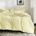 JELLYMONI Light Yellow Duvet Cover King Size, Soft Breathable Seersucker Duvet by JELLYMONI