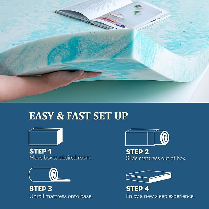 EGO Topper 3 Inch Full Memory Foam Mattress Topper, Cooling Gel Foam Mattress - Image 5