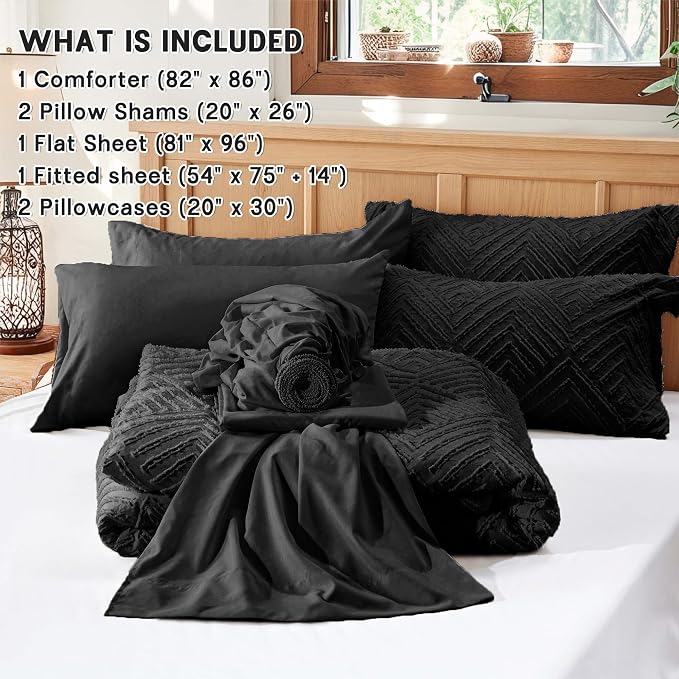 Zzlpp Full Comforter Set 7 Pieces, All Season Boho Bedding Sets - Image 5