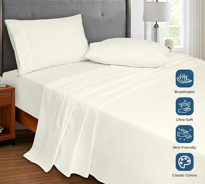 Royale Linens 100% Organic Cotton King Flat Sheet Only - Image 4