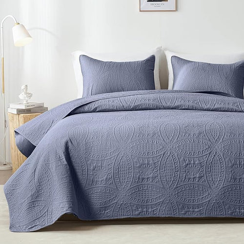 akkialla Quilts Queen Size, Bluish Grey Ultrasonic Full/Queen Quilt Set by akkialla