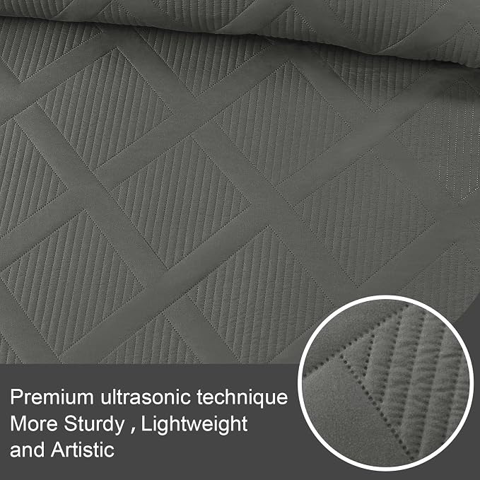 Exclusivo Mezcla King Quilt Set- Grey Quilts Bedding Set - Image 3