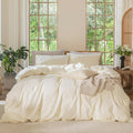 MooMee Bedding Duvet Cover Set 100% Washed Cotton Linen Like Textured by MOOMEE