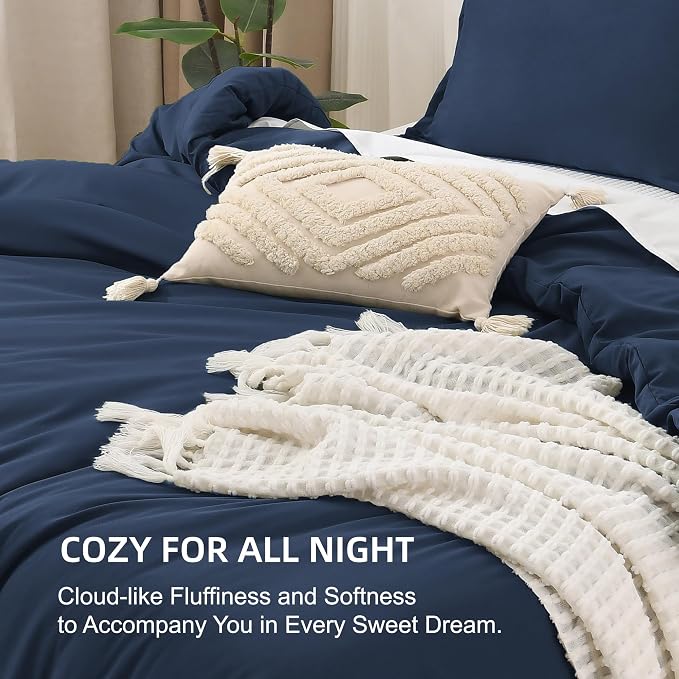 Litanika Navy Blue Oversized King Comforter Set Super King Plus Size, 3 Pieces - Image 7