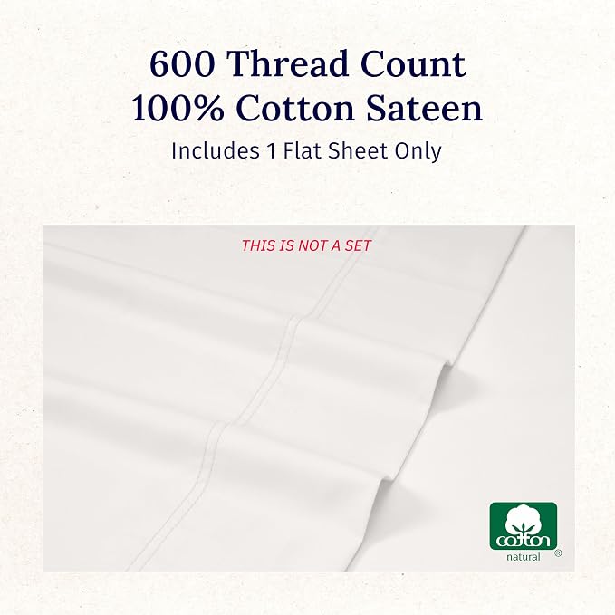 California Design Den Luxury Queen Size Flat Sheet Only - Image 5