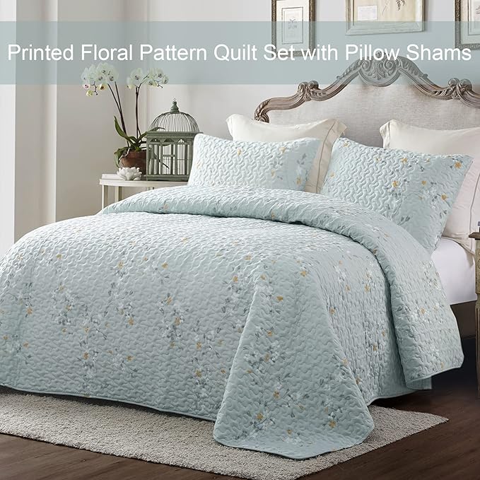 Exclusivo Mezcla Reversible Boho Quilts Queen Size, Aqua Bedspreads Lightweight - Image 2