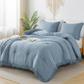 Andency Grayish Blue Comforter Set King Size, 3 Pieces Boho Tassel Lightweight by Andency