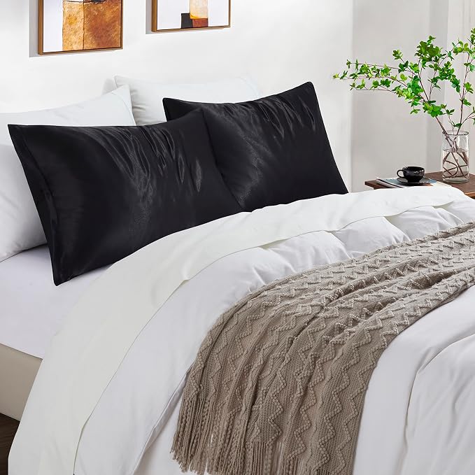 Satin Pillowcases with Zipper （20x26）, Standard Size Pillowcases Set of 2 - Image 2
