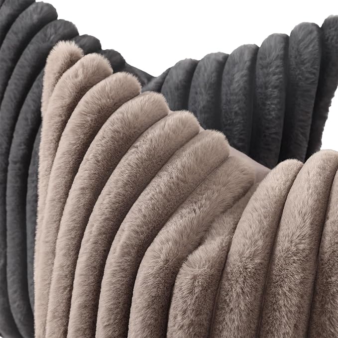 decorUhome Cozy Faux Fur Throw Pillow Covers 18x18 Set of 2 Decorative Soft - Image 2