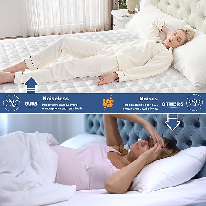 GRT Queen Waterproof Mattress Pad, 100% Waterproof Quilted Fitted Mattress - Image 4