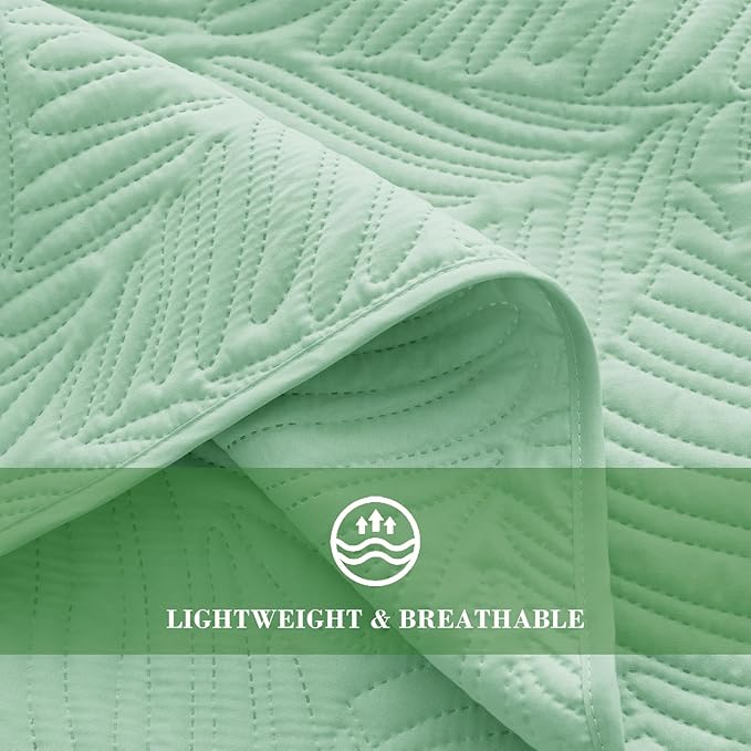 Exclusivo Mezcla Twin Quilt Bedding Set, Lightweight Sage Green Quilts Twin Size - Image 5