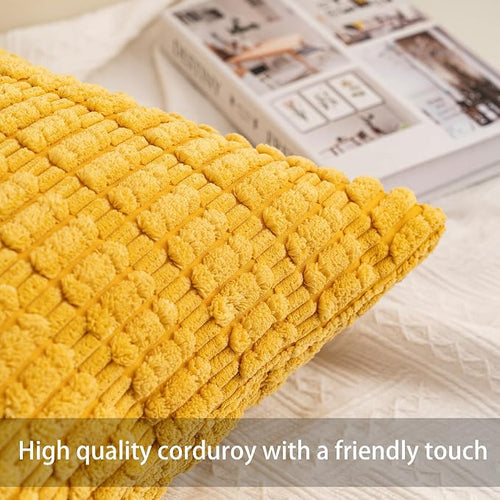 Aegero Corduroy Decorative Throw Pillow Covers 14x36 Inch Soft Striped Pillow - Image 2