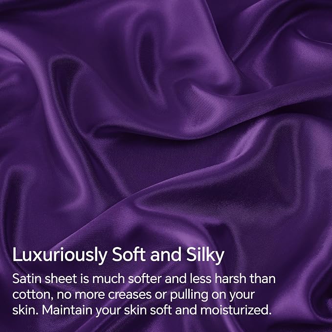 BEDELITE Satin Fitted Sheet and Pillowcase Set, Luxury Soft Similar to Silk - Image 3