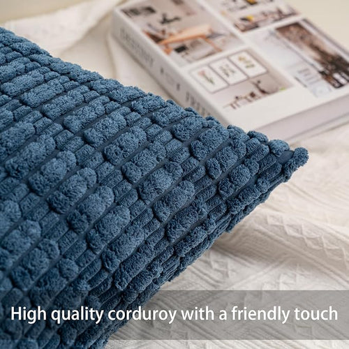 Aegero Pack of 2 Corduroy Decorative Throw Pillow Covers 16x16 Inch Soft - Image 2