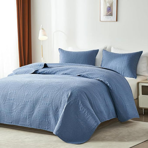akkialla Queen Quilt Bedding Set, Bluish Grey Ultrasonic Full/Queen Quilt Set - Image 2