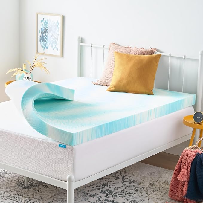 Linenspa 4 Inch Swirl Gel Memory Foam Mattress Topper, California King Size – by Linenspa