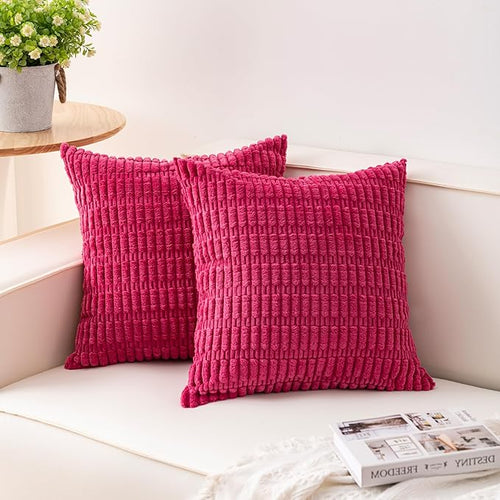 Aegero Pack of 2 Corduroy Decorative Throw Pillow Covers 18x18 InchSoft Boho by Unknown