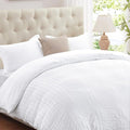 Cozyide White King Size, 3 Pieces Bedding, Soft Breathable Seersucker Duvet by cozyide