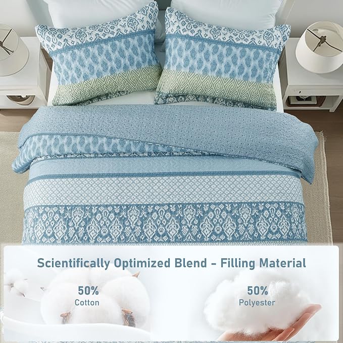 GOONE Twin Quilt Set 68"x86", Lightweight Washed Coverlet, Reversible Spring & - Image 2