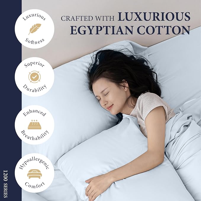 100% Egyptian Cotton Queen Size Sheets Set - Image 2