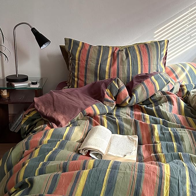 mixinni Vintage Striped Duvet Cover Set Twin Size - Image 2