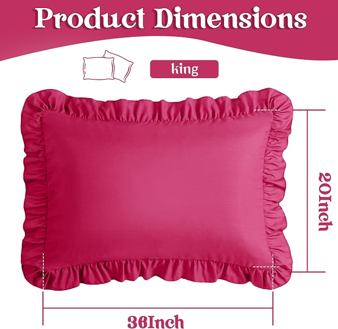 KKJIAF Ruffle Pillow Cases King Size Set of 2, Ruffled Pillow Covers - Image 3