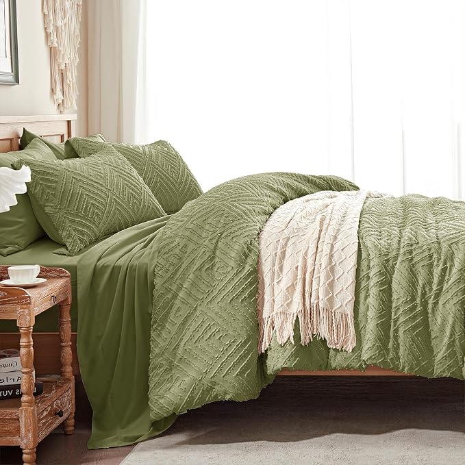 Zzlpp Twin Comforter Set 5 Pieces, Army Green Tufted Bed in a Bag - Image 4