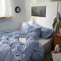 mixinni Vintage Striped Blue Duvet Cover Queen by mixinni