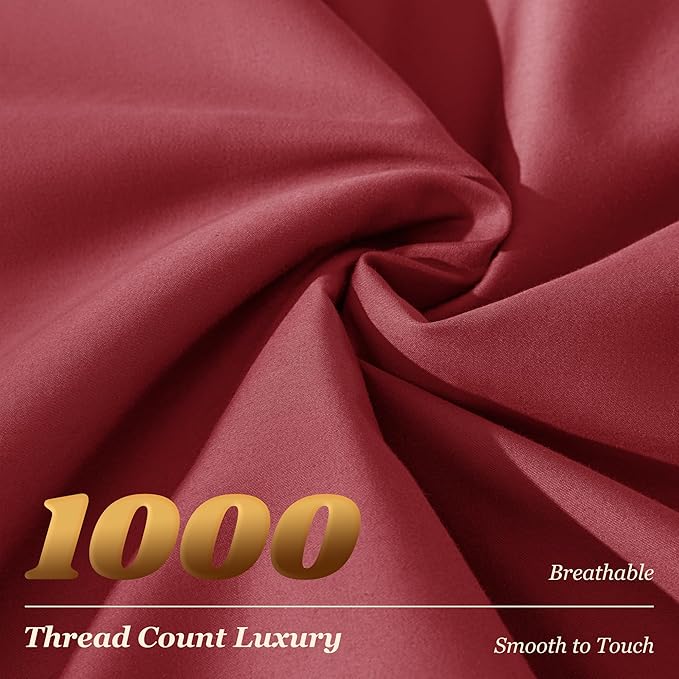 LBRO2M 1000 Thread Count 100% Egyptian Cotton Sheets Set Full Size, 4 Piece - Image 3