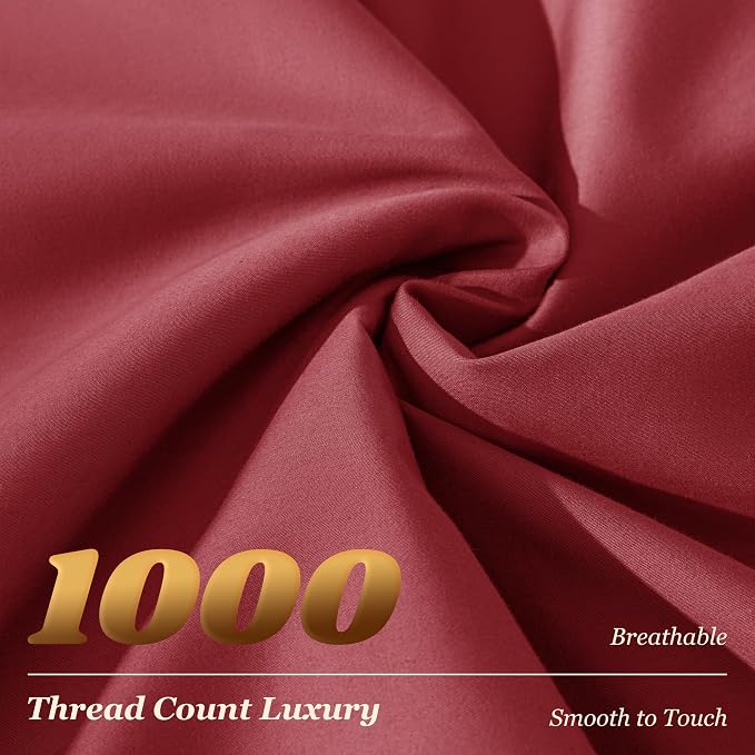 LBRO2M 100% Cotton Sheets Set Deep Pocket 19", 1000 Thread Count Full Size 4 - Image 4
