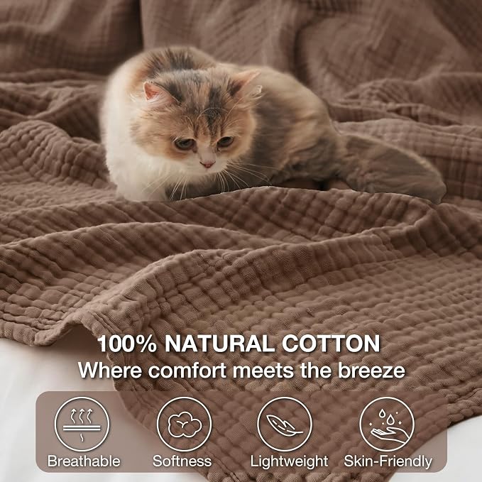 100% Cotton Muslin Blanket 50" x 60", Breathable and Lightweight Cotton Throw - Image 4