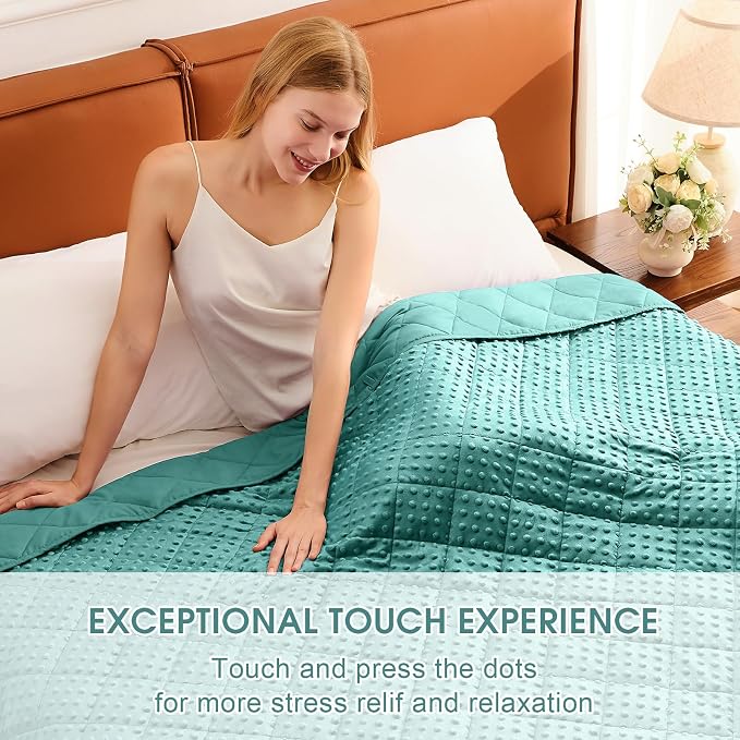 Teal Weighted Blanket for Adults 12lbs, Twin Full Size Cooling Minky Heavy - Image 3