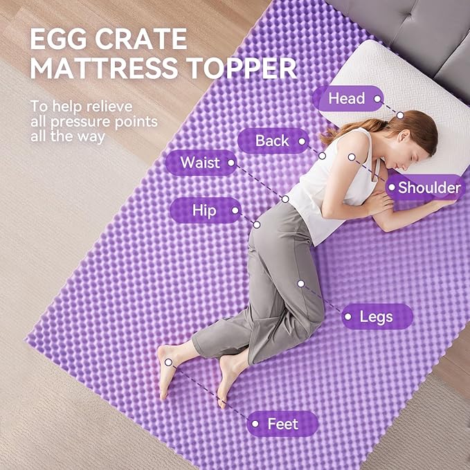 SINWEEK 3 Inch Egg Crate Memory Foam Mattress Topper King Size, Soft Mattress - Image 2