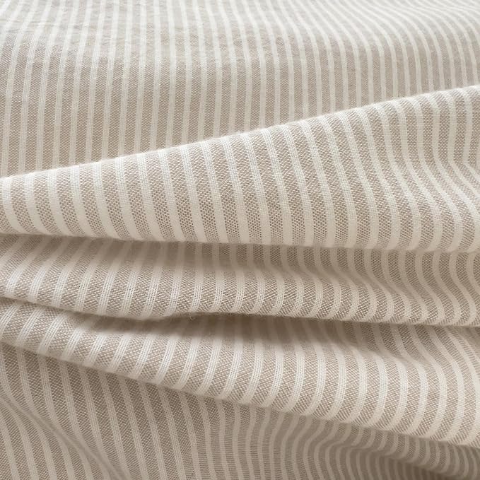mixinni Tan Striped Duvet Cover Queen Size - Image 7