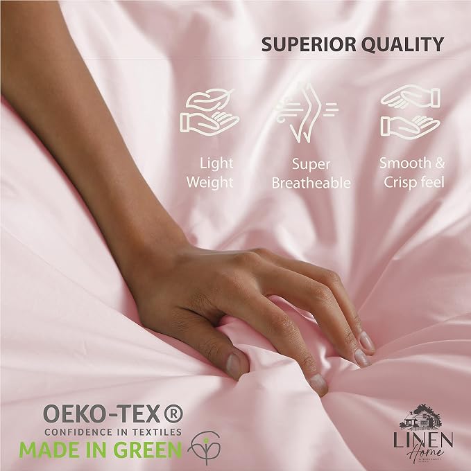Linen Home 100% Cotton Percale Sheets King Size, English Rose, Deep Pocket - Image 7