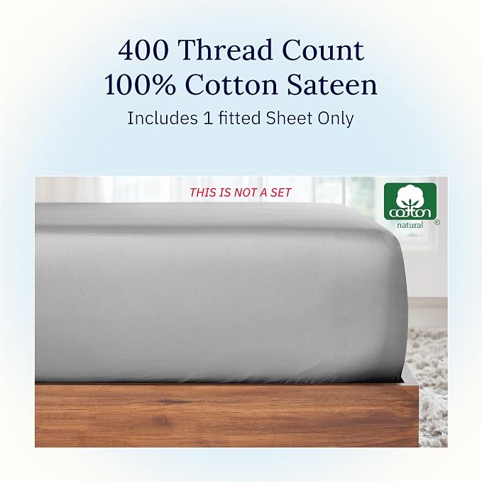 California Design Den California King Fitted Sheet, 400 Thread Count, Deep - Image 3