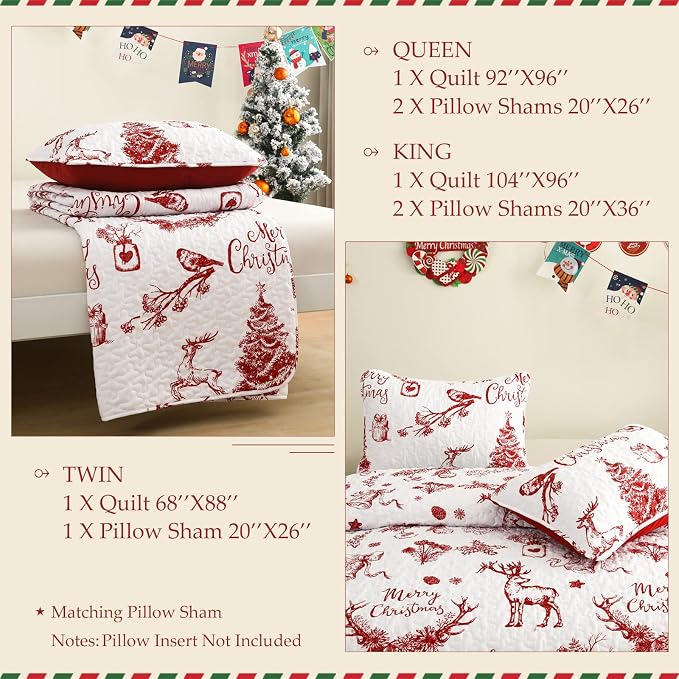 Exclusivo Mezcla Reversible Christmas Quilts King Size - Image 6