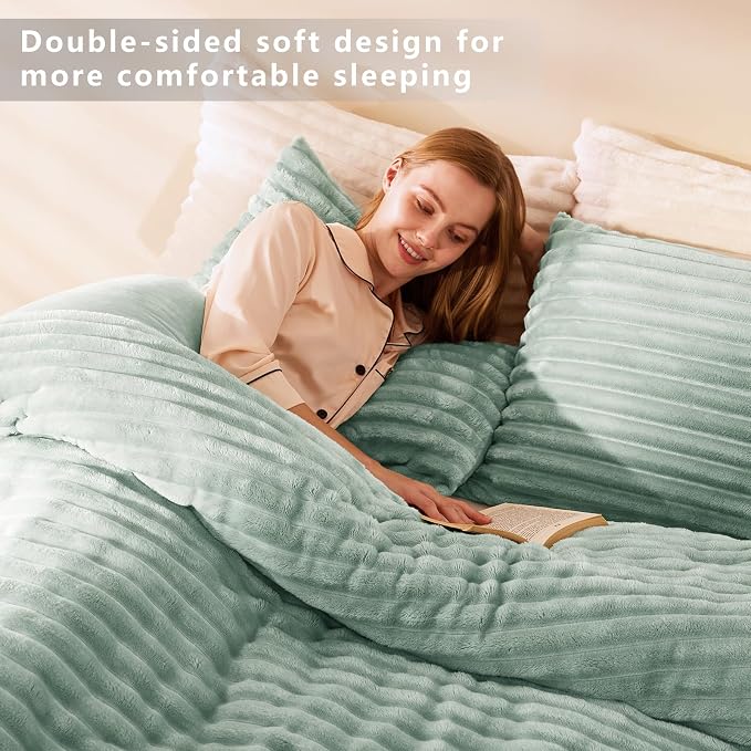 CozyLux Fluffy Queen Comforter Set - Image 7